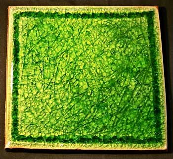 melted crackle glass - green tile