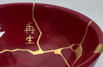 Japanese kintsugi teabowl 23.5K gold