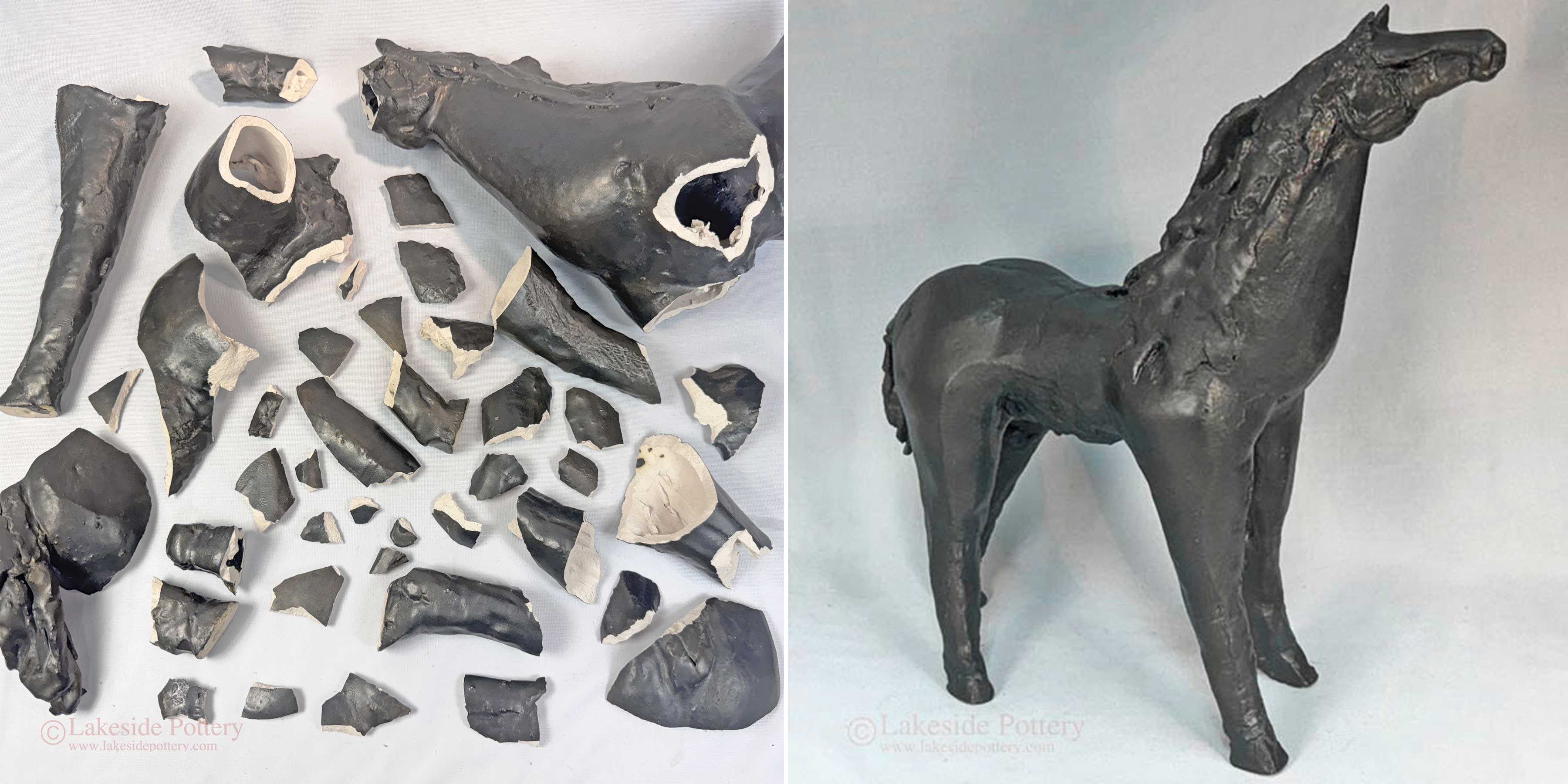 Restoring a Shattered Horse Sculpture with Missing Pieces and Patina Matching