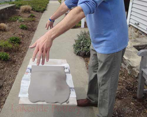 drop board with stockings or tights / rice and clay slab